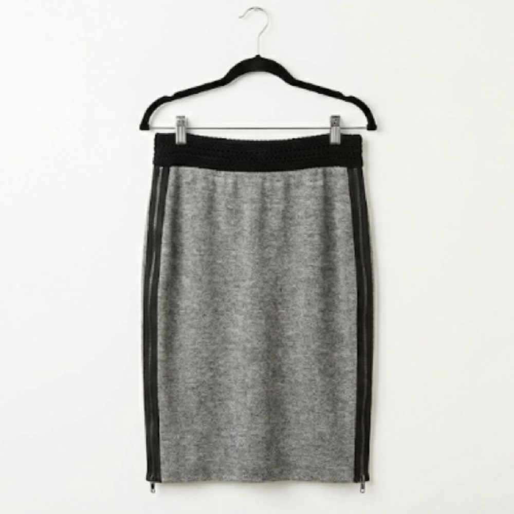 Anthropologie Leifsdottir Cloud Deck Pencil Skirt Gray Knit Side Zip